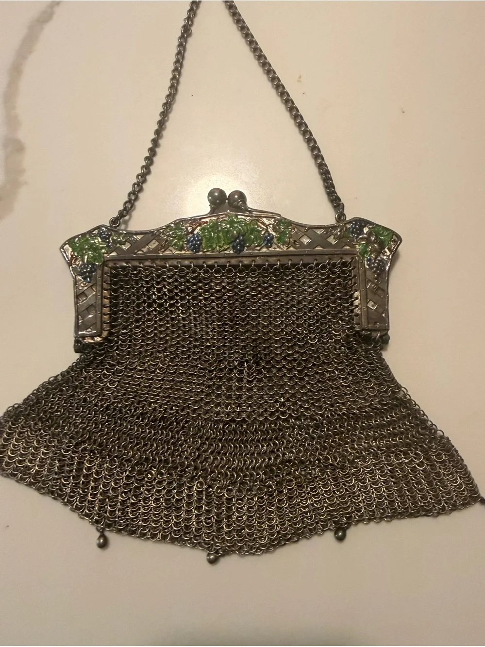 This is a special antique German silver chainmail mesh purse from the early 1900